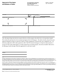 Document preview: Form HUD-92210.1 Approval of Purchaser and Release of Seller