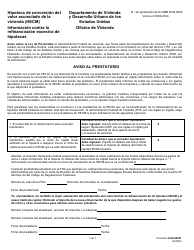 Document preview: Formulario HUD-92901-HECM Hipoteca De Conversion Del Valor Acumulado De La Vivienda (Hecm) Informacion Contra La Refinanciacion Excesiva De Hipotecas (Spanish)