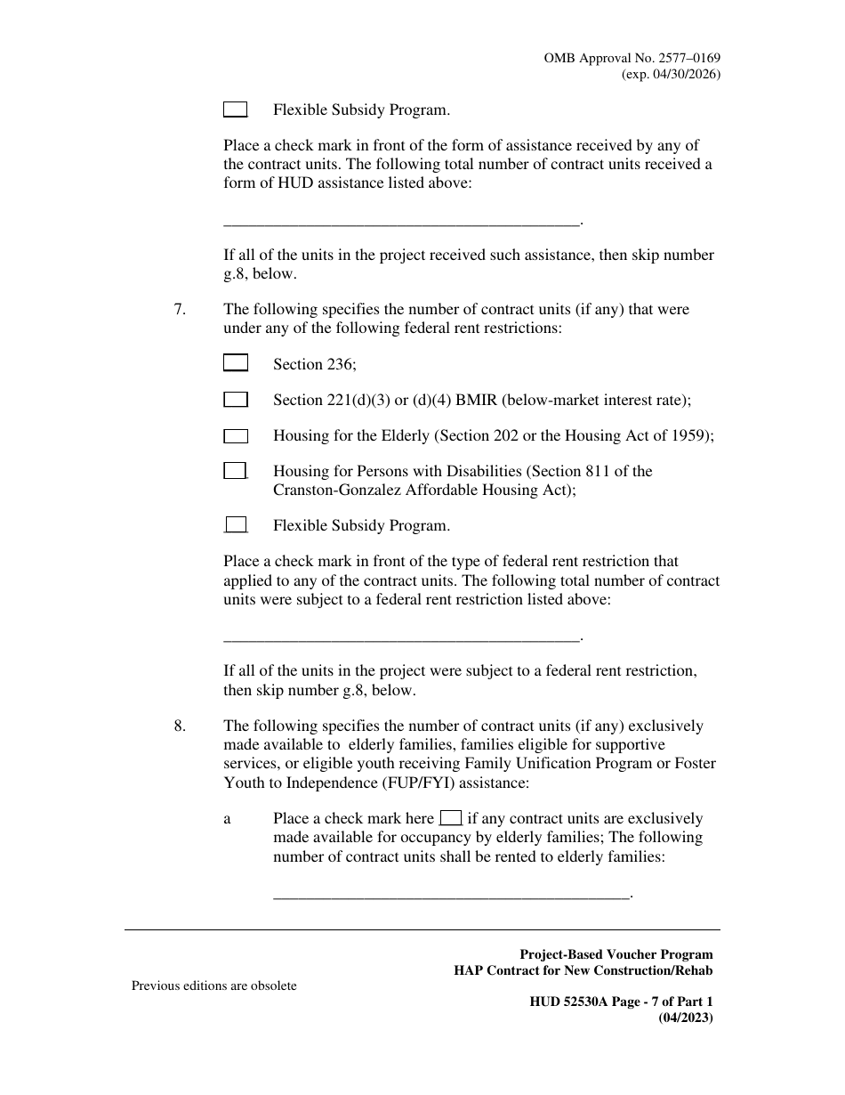 Form HUD52530-A Part 1 Housing Assistance Payments Contract New Construction or Rehabilitation - Section 8 Project-Based Voucher Program, Page 7