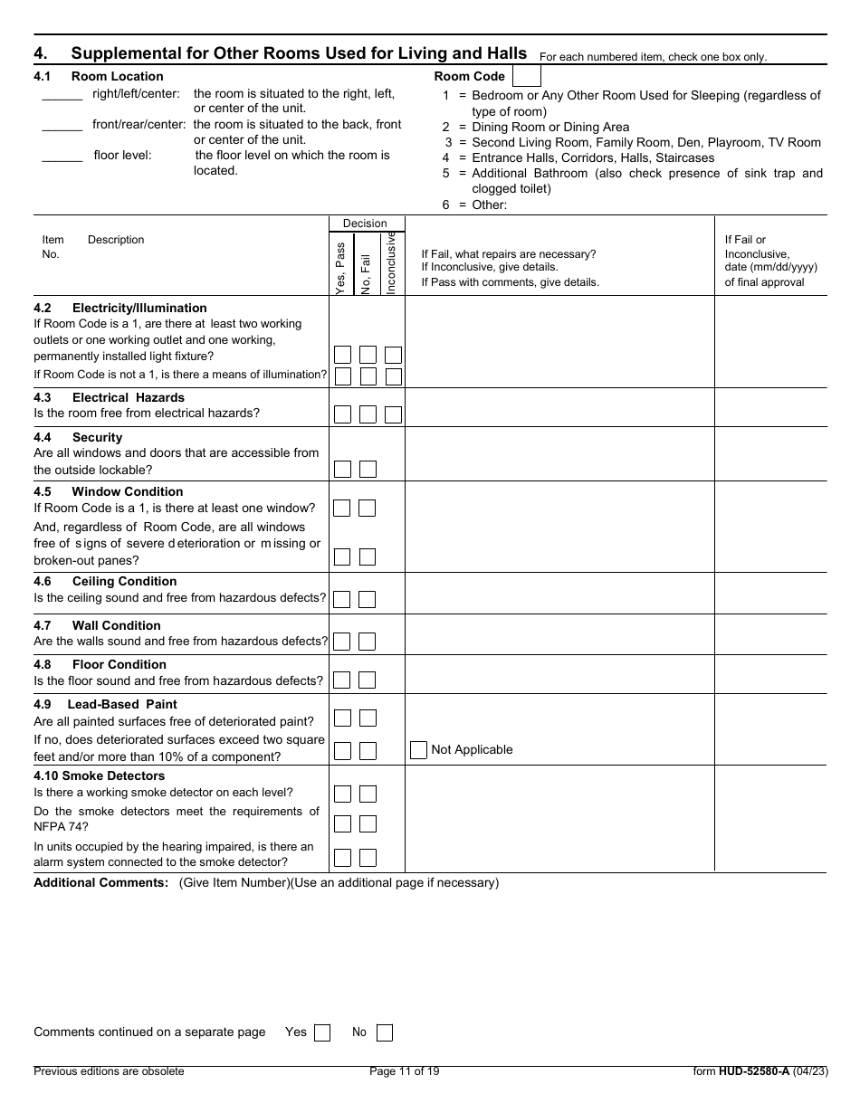 Form HUD-52580 -A Inspection Form - Housing Choice Voucher Program, Page 11
