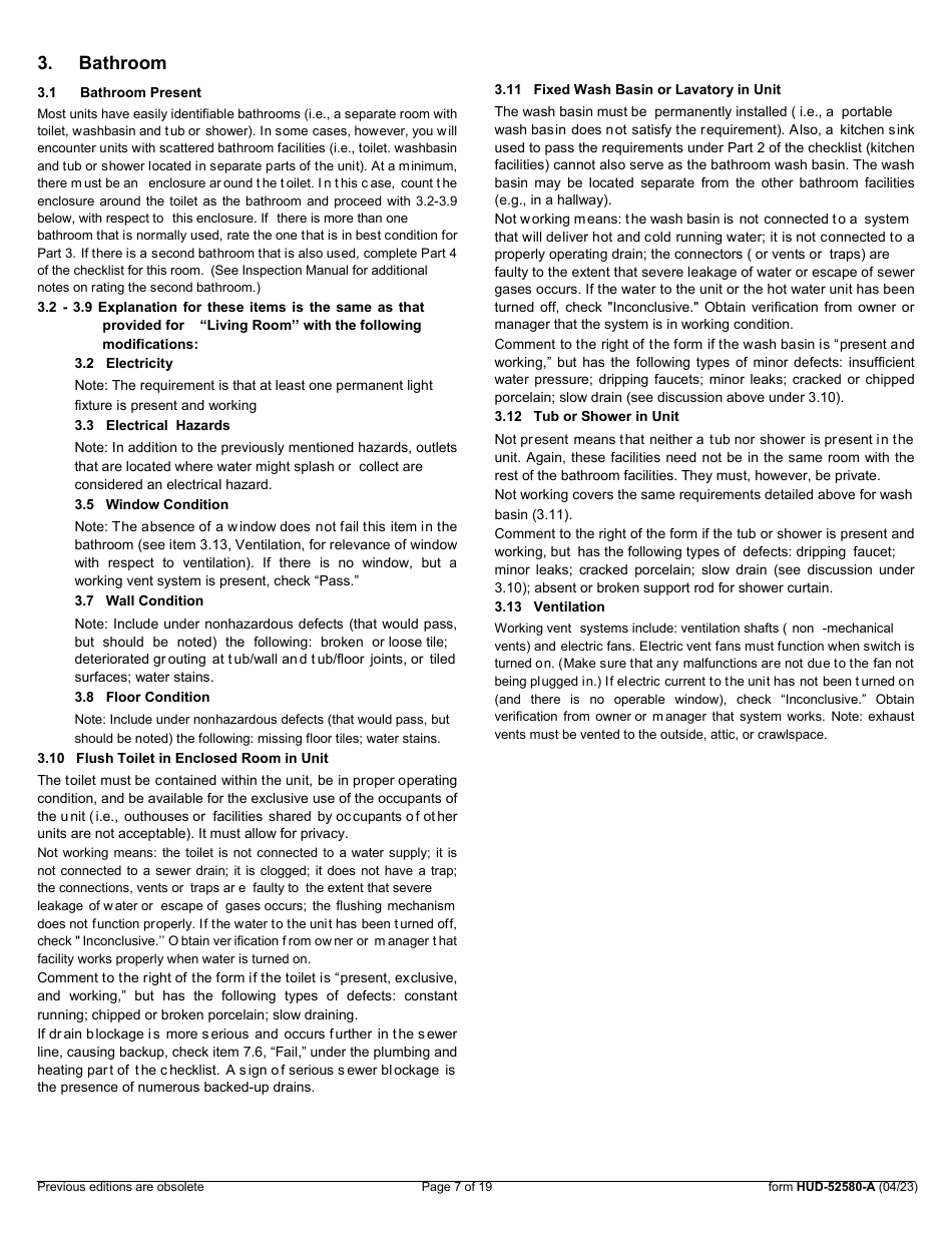 Form HUD-52580 -A Inspection Form - Housing Choice Voucher Program, Page 7