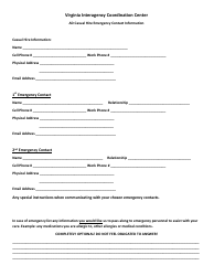 Document preview: Ad Casual Hire Emergency Contact Information - Virginia