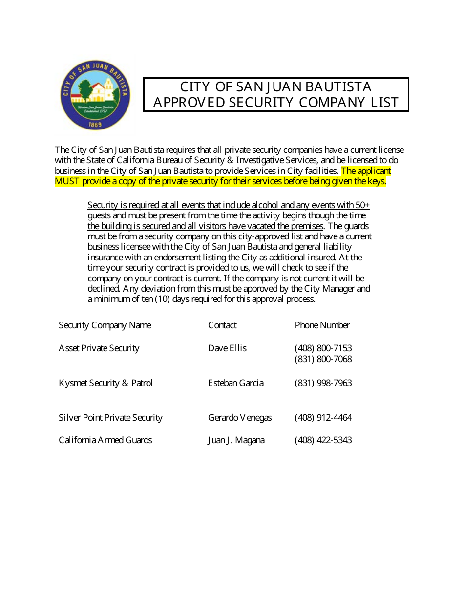 Hall Use Agreement - City of San Juan Bautista, California, Page 8