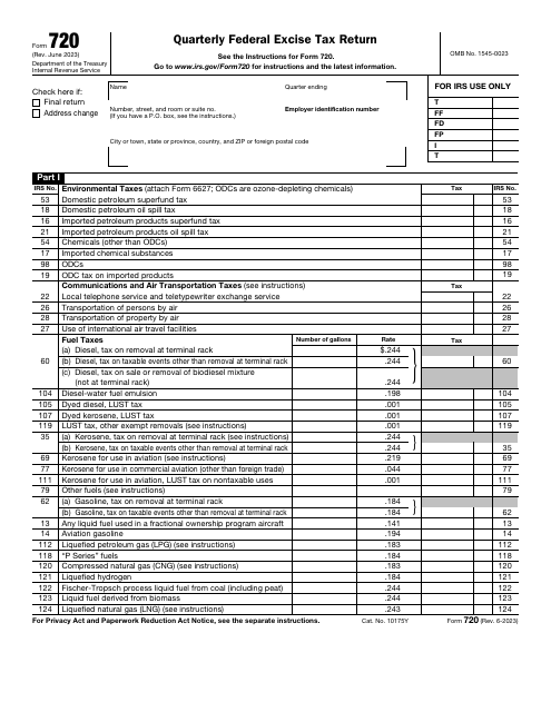 IRS Form 720  Printable Pdf