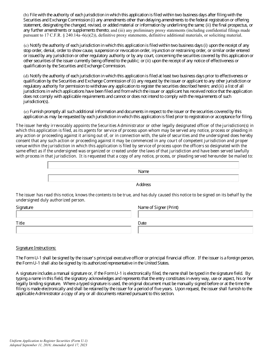 Form U-1 Uniform Application to Register Securities, Page 4
