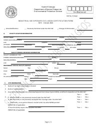 Industrial No Exposure Exclusion Certification Form - Georgia (United States)