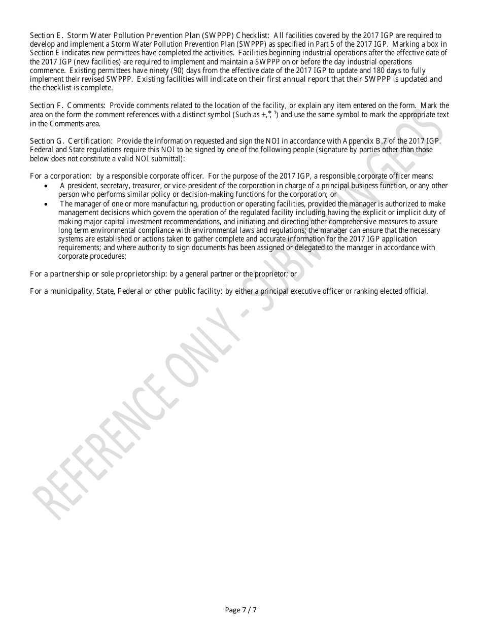 Notice of Intent for Coverage Under Npdes General Permit Gar050000 Authorization to Discharge Storm Water Associated With Industrial Activity - Georgia (United States), Page 7