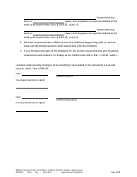 Form ADO206 Affidavit in Support of Ex Parte Motion to Waive One-Year Residency Requirement - Minnesota, Page 2