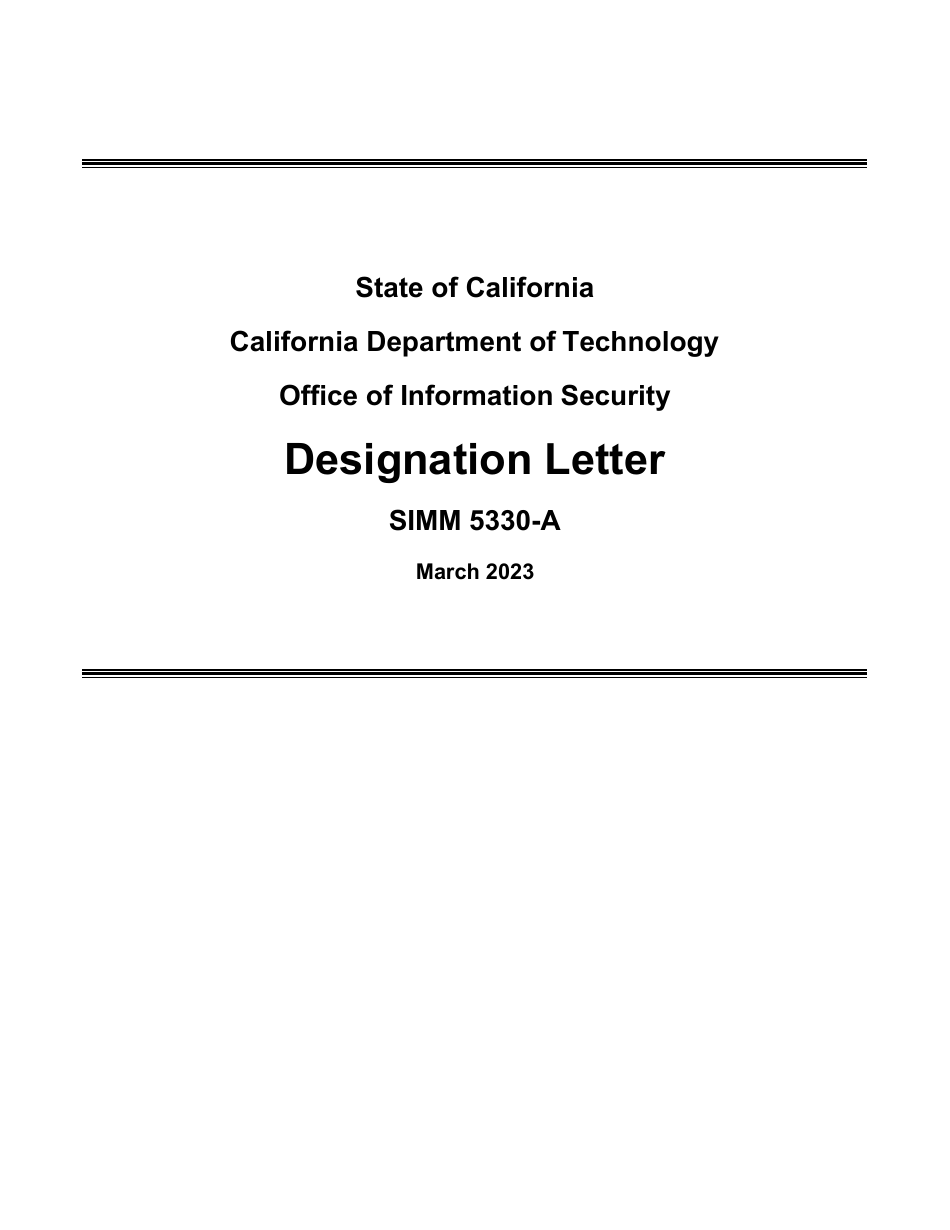 Form SIMM5330-A Designation Letter - California, Page 1