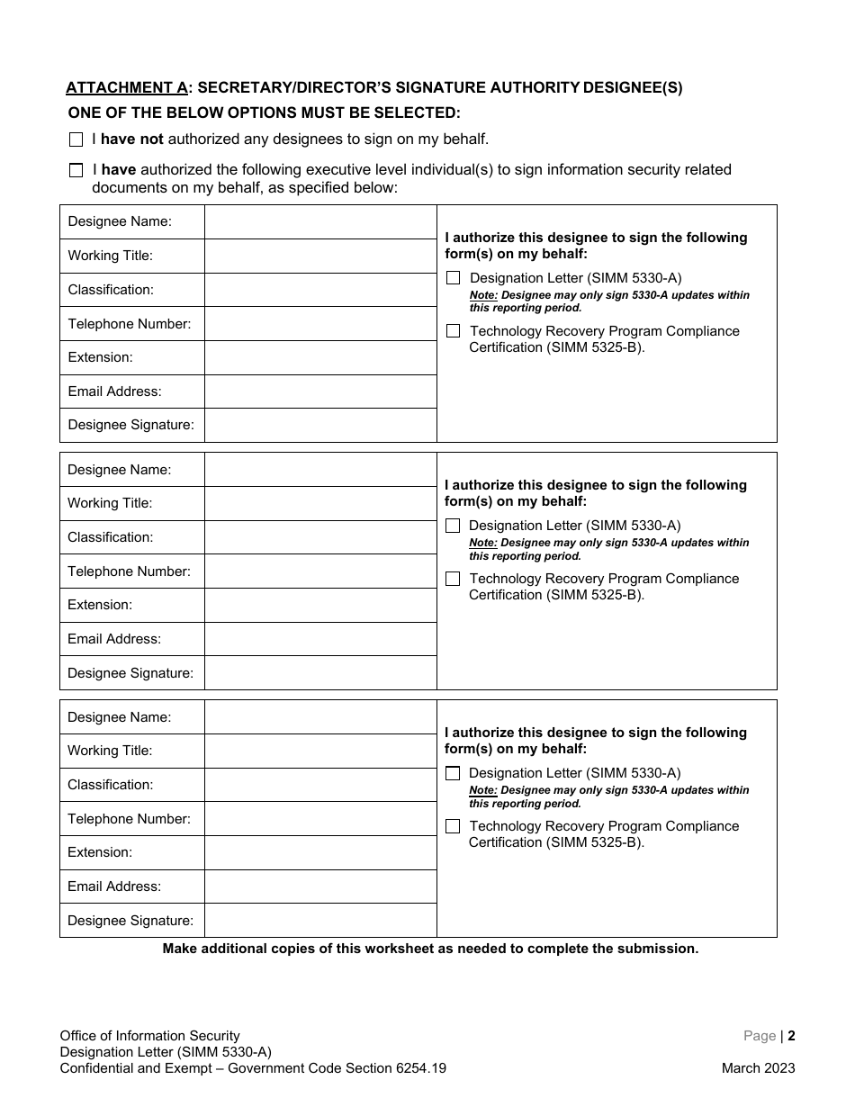 Form SIMM5330-A Designation Letter - California, Page 4