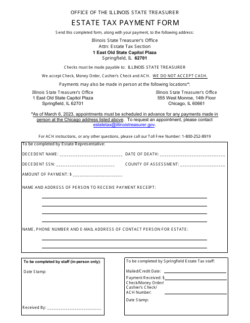 Estate Tax Payment Form - Illinois Download Pdf