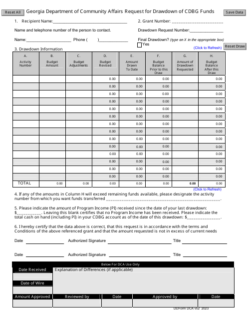 Request for Drawdown of Cdbg Funds - Georgia (United States) Download Pdf