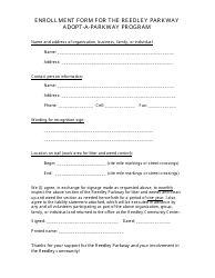 Document preview: Enrollment Form for the Reedley Parkway Adopt-A-parkway Program - City of Reedley, California
