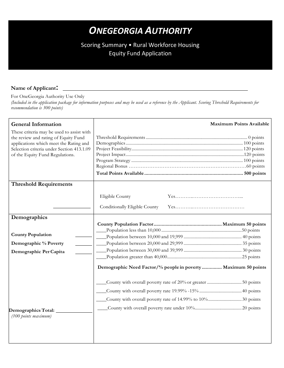Equity Fund Application - Georgia (United States), Page 1