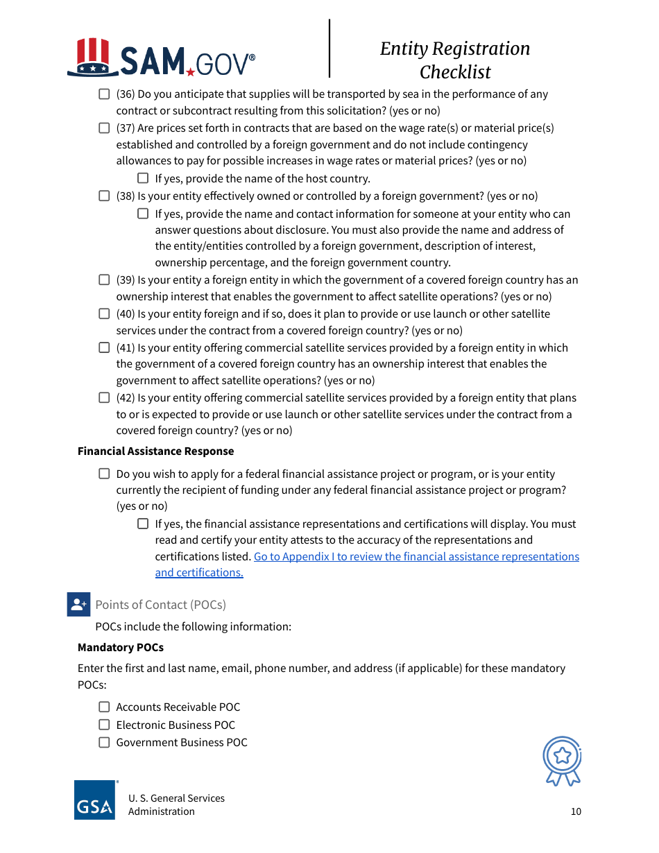 Entity Registration Checklist, Page 10