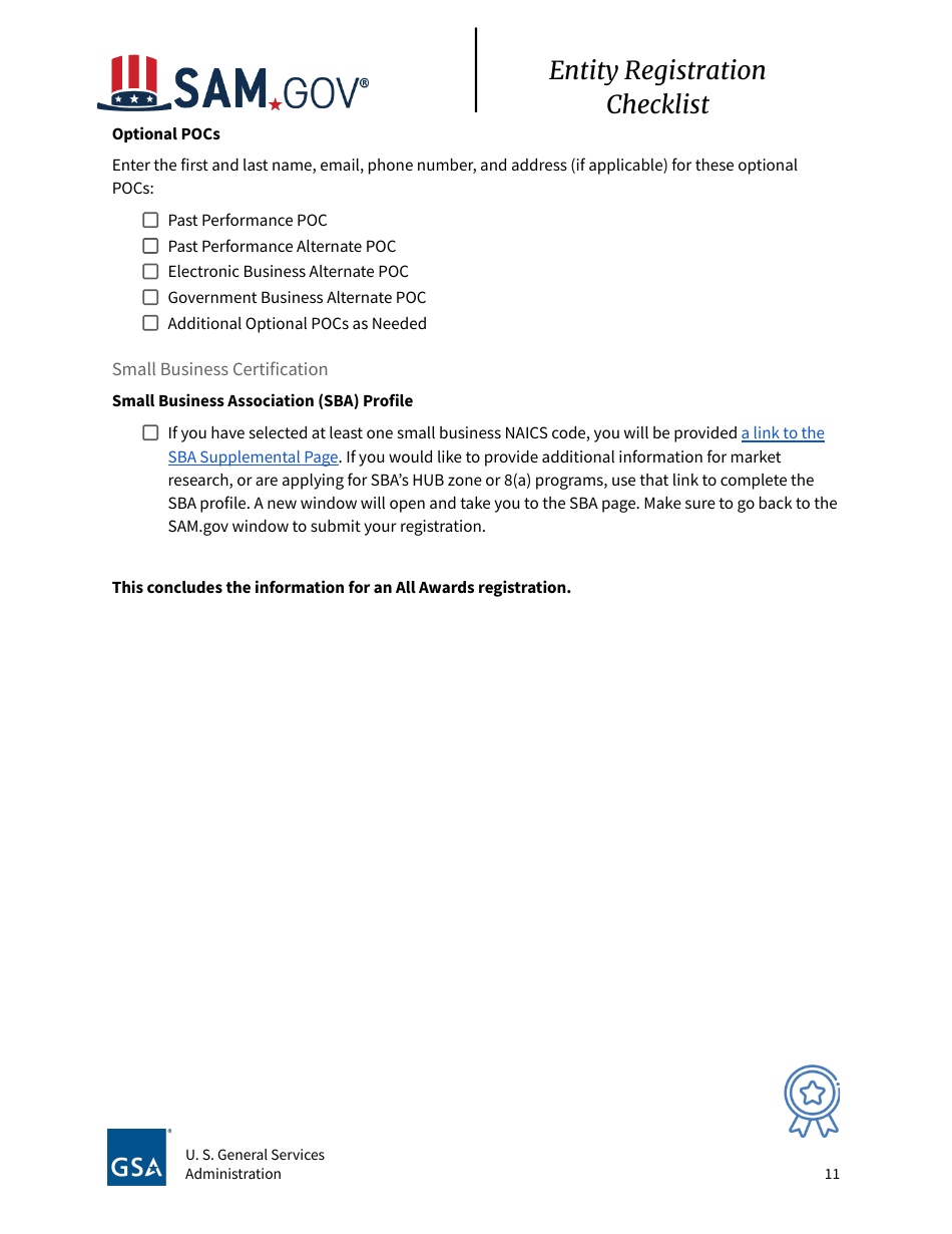 Entity Registration Checklist, Page 11