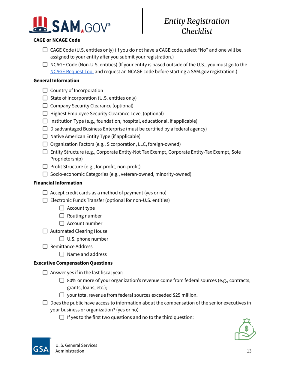 Entity Registration Checklist, Page 13
