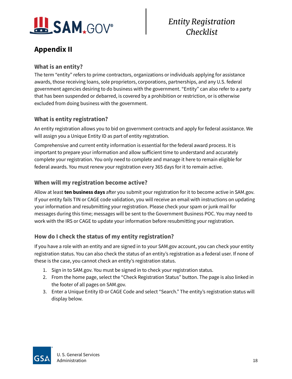 Entity Registration Checklist, Page 18