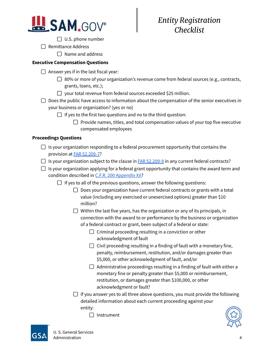 Entity Registration Checklist, Page 4