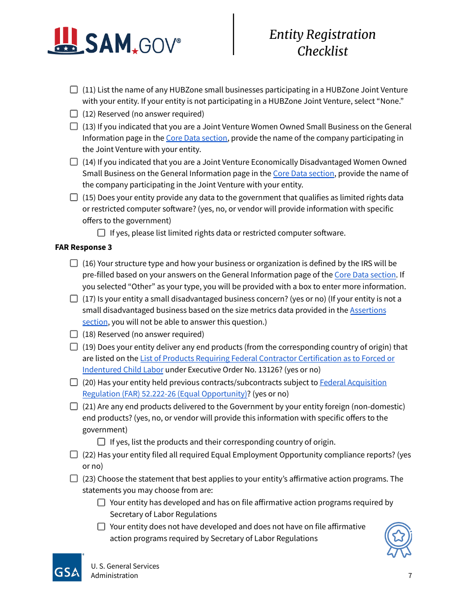 Entity Registration Checklist, Page 7