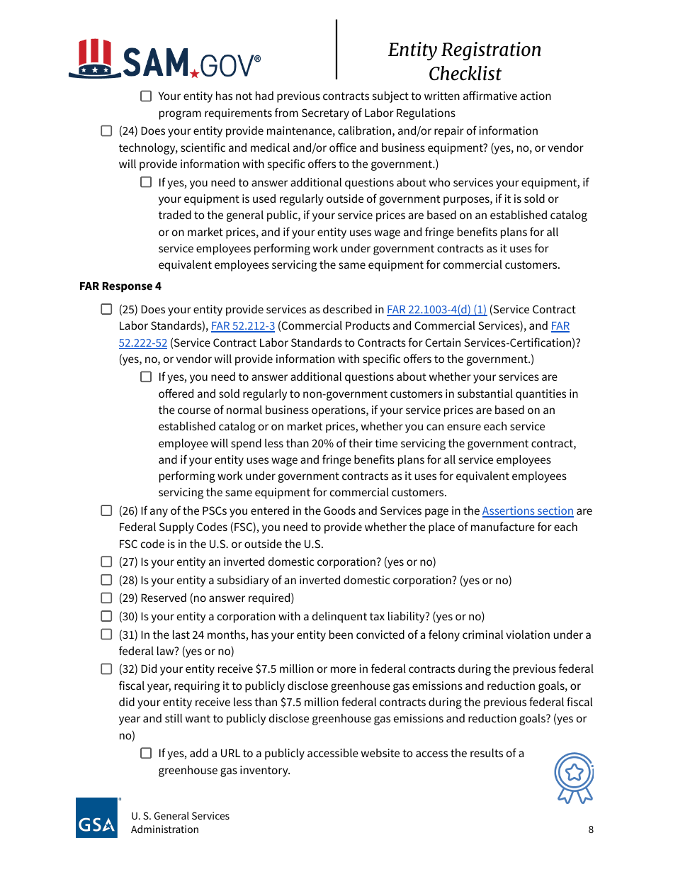 Entity Registration Checklist, Page 8