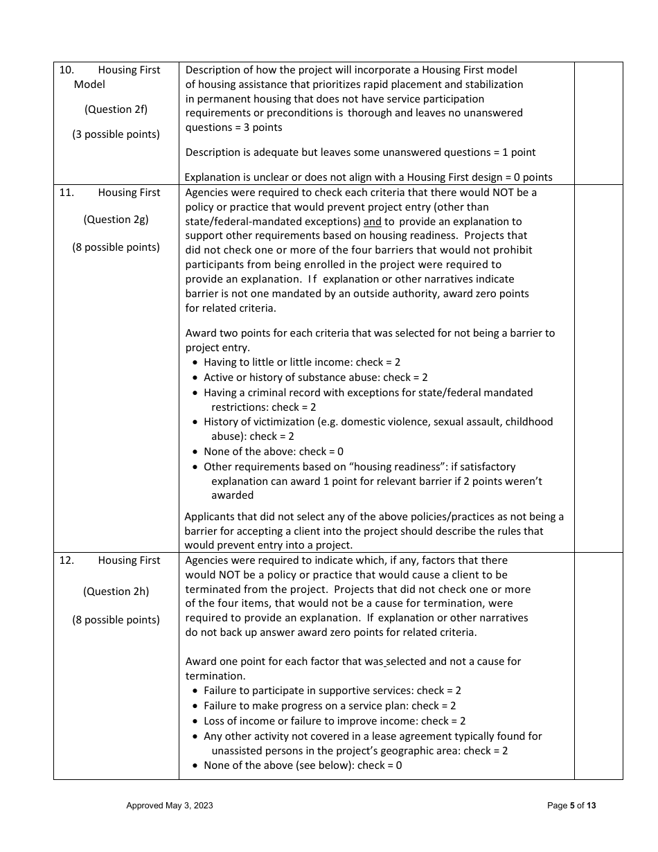 Georgia Balance of State Continuum of Care Review Team Scoring - New Projects (Joint Th-Rrh, Rrh, Sso, Psh) - Youth Homelessness Demonstration Program - Georgia (United States), Page 5