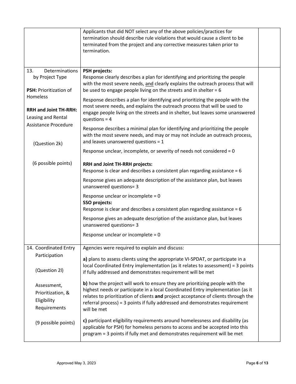 Georgia Balance of State Continuum of Care Review Team Scoring - New Projects (Joint Th-Rrh, Rrh, Sso, Psh) - Youth Homelessness Demonstration Program - Georgia (United States), Page 6