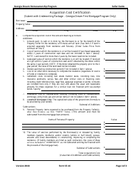 Form SF-16 Acquisition Cost Certification - Georgia Dream Homeownership Program - Georgia (United States)