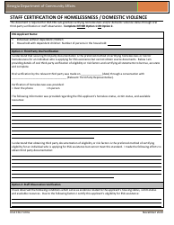 Document preview: Staff Certification of Homelessness/Domestic Violence - Georgia (United States)