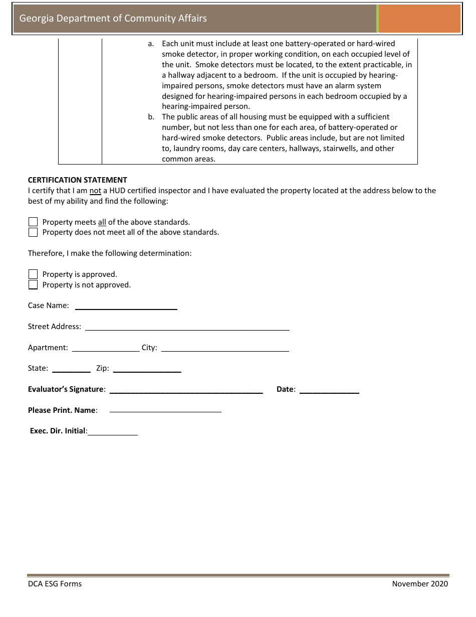 Esg Housing Habitability Standards Inspection Checklist for Rapid Re-housing and Prevention - Georgia (United States), Page 2