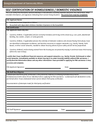Document preview: Self Certification of Homelessness/Domestic Violence - Georgia (United States)