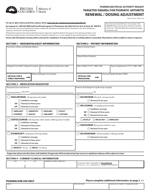 Form HLTH5361  Printable Pdf