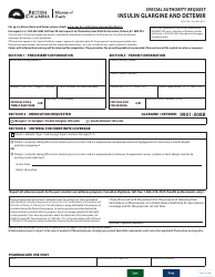 Document preview: Form HLTH5396 Special Authority Request - Insulin Glargine and Detemir - British Columbia, Canada