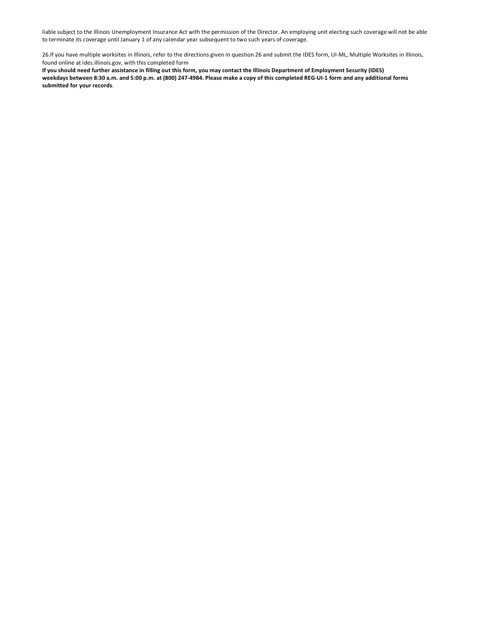 Form REG-UI-1 Report to Determine Liability Under the Unemployment Insurance Act - Illinois, Page 6