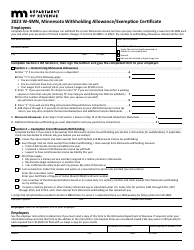 Form W-4MN Minnesota Employee Withholding Allowance/Exemption Certificate - Minnesota