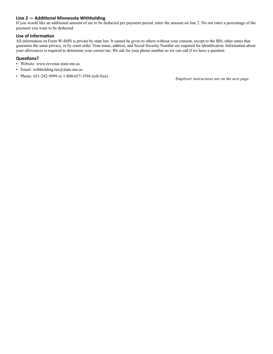 Form W-4MN - 2023 - Fill Out, Sign Online and Download Fillable PDF ...