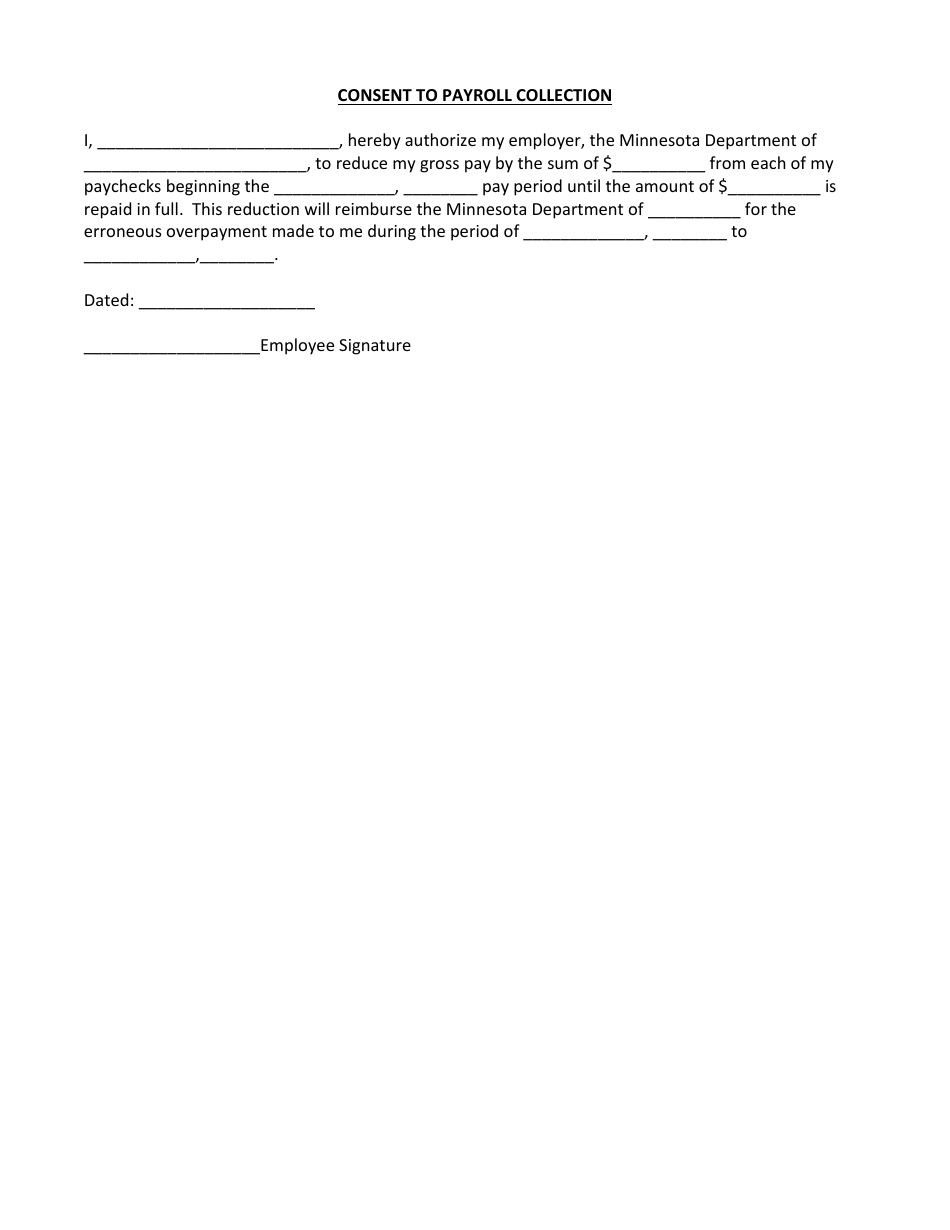 Consent to Payroll Collection - Minnesota, Page 1