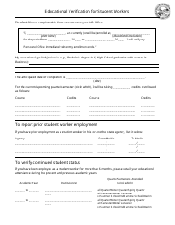 Form PE-00649-02 Educational Verification for Student Workers - Minnesota