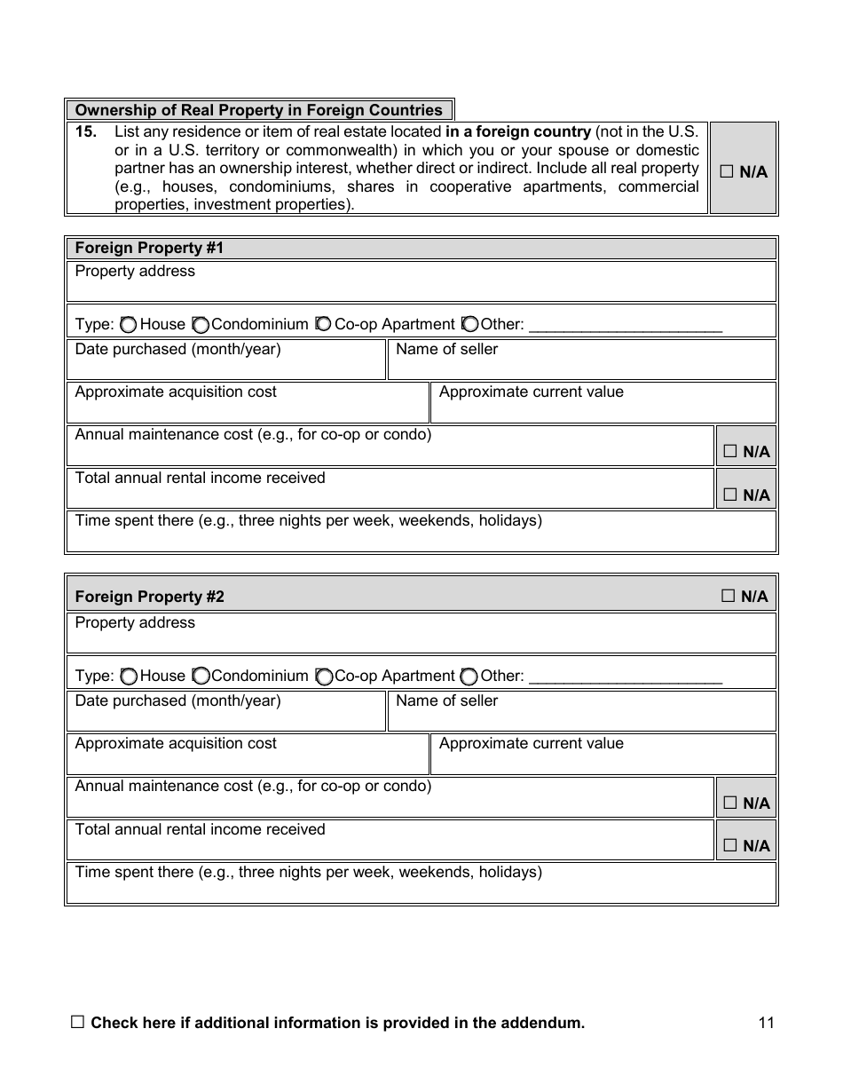 Financial Background Investigation Questionnaire - New York City, Page 11