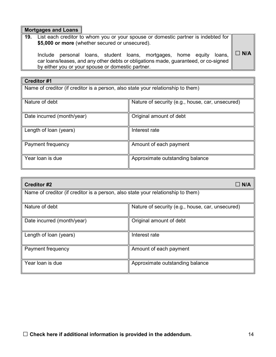 Financial Background Investigation Questionnaire - New York City, Page 14
