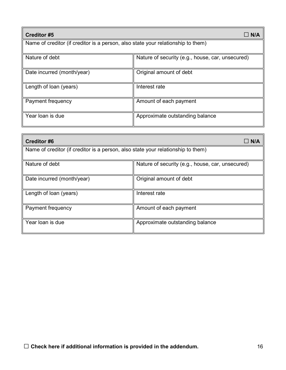 Financial Background Investigation Questionnaire - New York City, Page 16