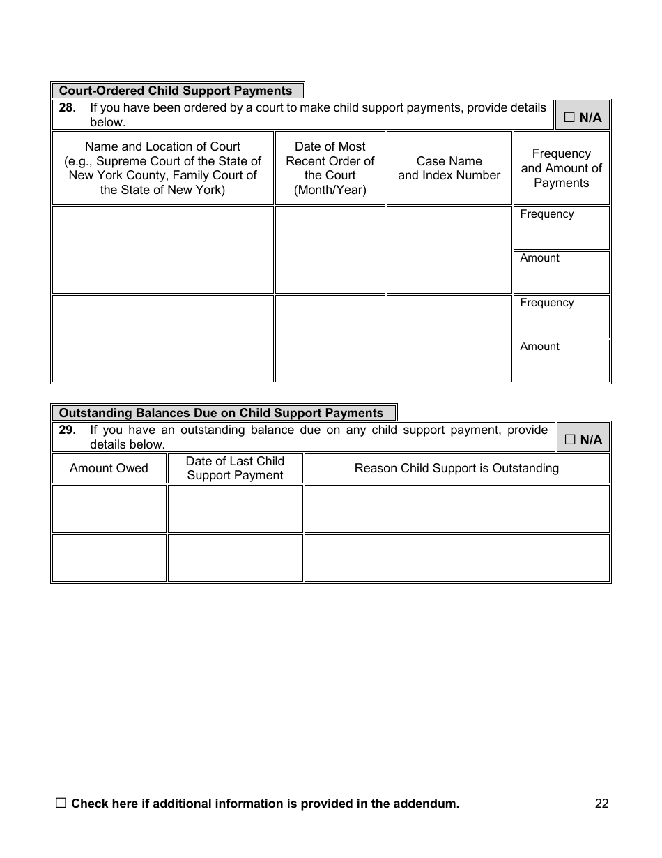 Financial Background Investigation Questionnaire - New York City, Page 22
