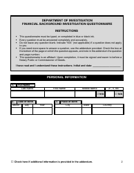 Financial Background Investigation Questionnaire - New York City, Page 2