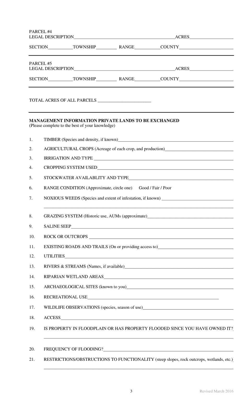 Application for Land Exchange - Montana, Page 3