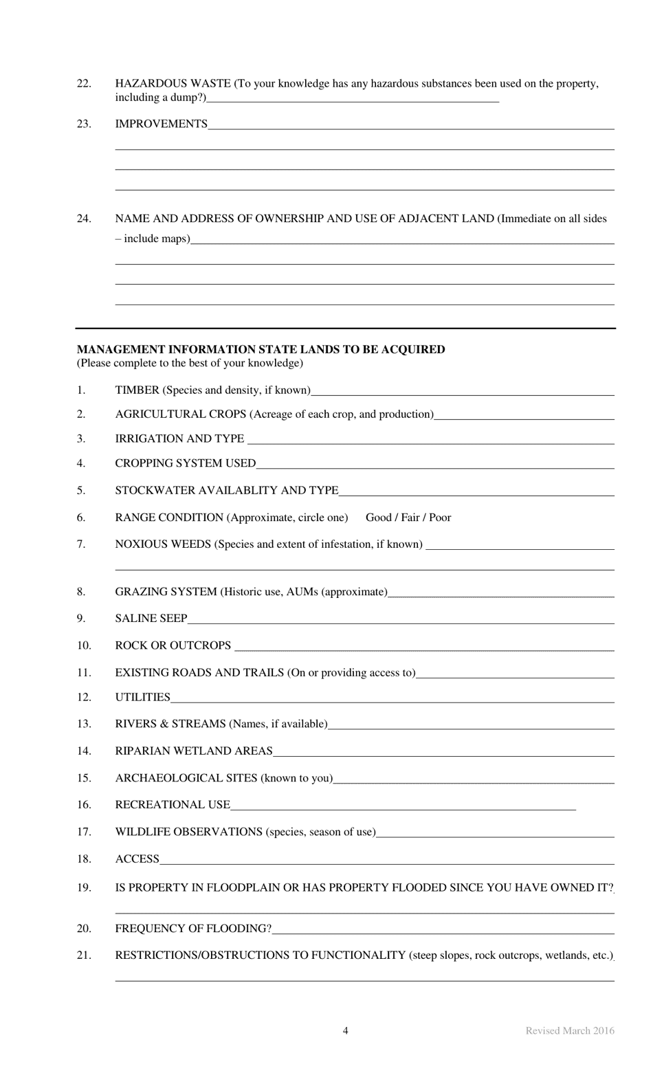 Application for Land Exchange - Montana, Page 4
