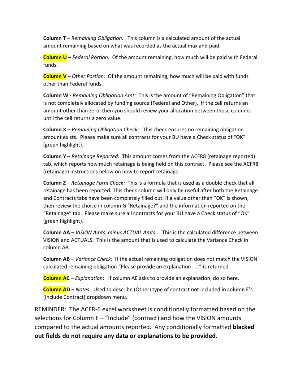 Instructions for Form ACFR-6, ACFR-8 - Vermont, Page 4
