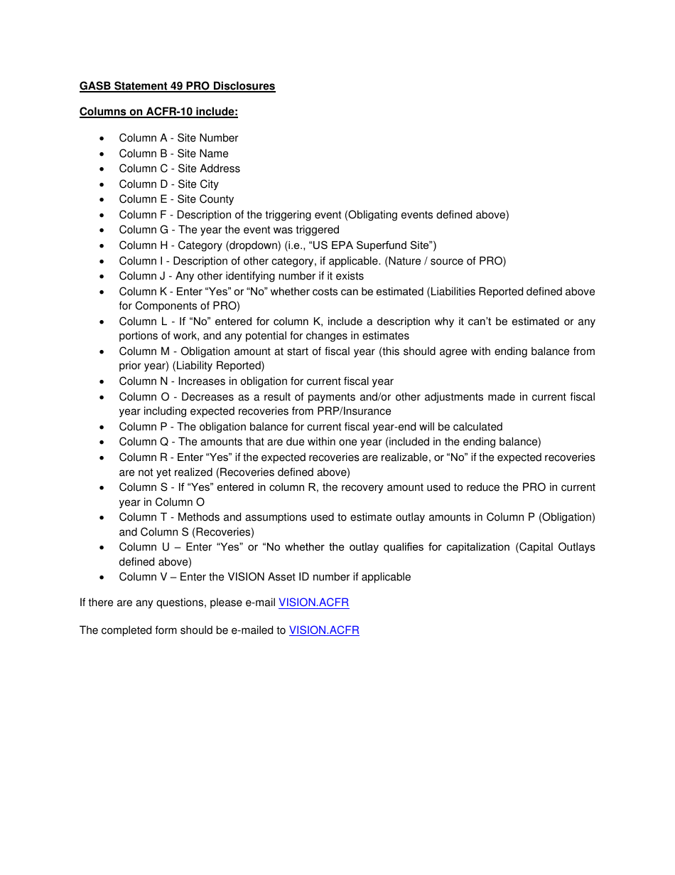 Form ACFR-10 Pollution Remediation Obligation Worksheet - Vermont, Page 3