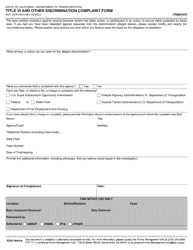 Form DOT OCR-0002 Title VI and Other Discrimination Complaint Form - California, Page 2