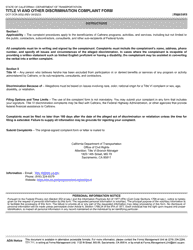 Form DOT OCR-0002 Title VI and Other Discrimination Complaint Form - California, Page 3