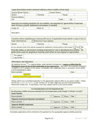 Application for Importation and Possession of Live Warm-Blooded Wildlife Permit - Wyoming, Page 2